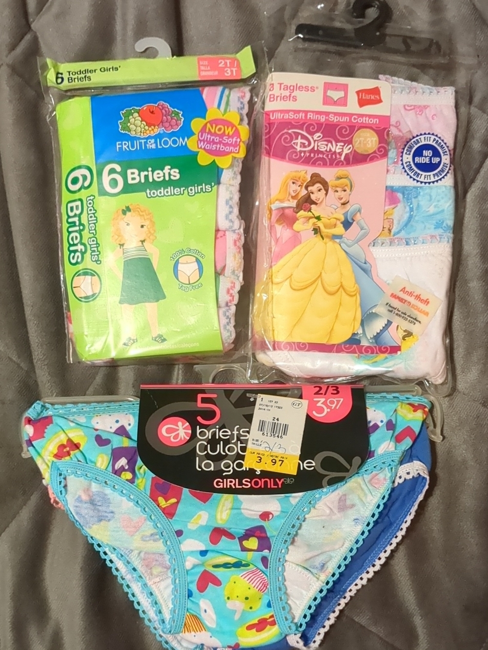Toddler Girls Briefs Packs - Disney Hanes, Fruit Of The Loom, Etc